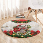 Personalised Koala Australia Christmas Round Carpet Koa-la-la-la-la Xmas Bows