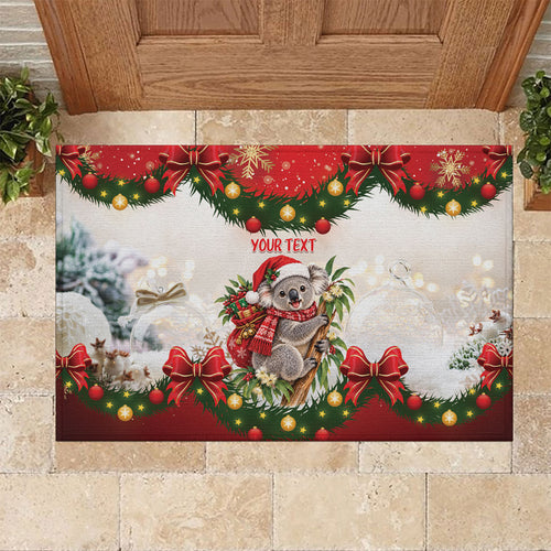 Personalised Koala Australia Christmas Rubber Doormat Koa-la-la-la-la Xmas Bows