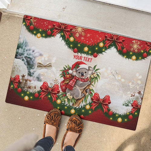 Personalised Koala Australia Christmas Rubber Doormat Koa-la-la-la-la Xmas Bows
