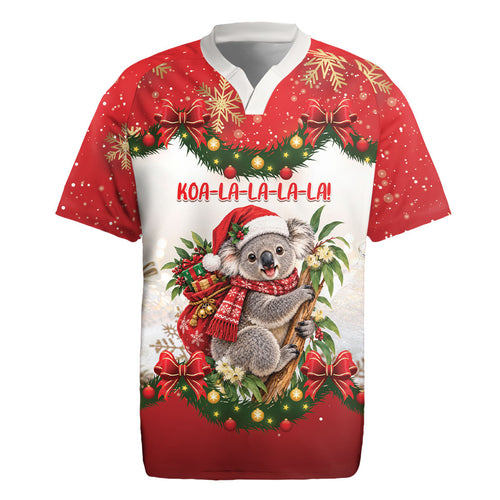 Personalised Koala Australia Christmas Rugby Jersey Koa-la-la-la-la Xmas Bows