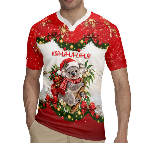 Personalised Koala Australia Christmas Rugby Jersey Koa-la-la-la-la Xmas Bows