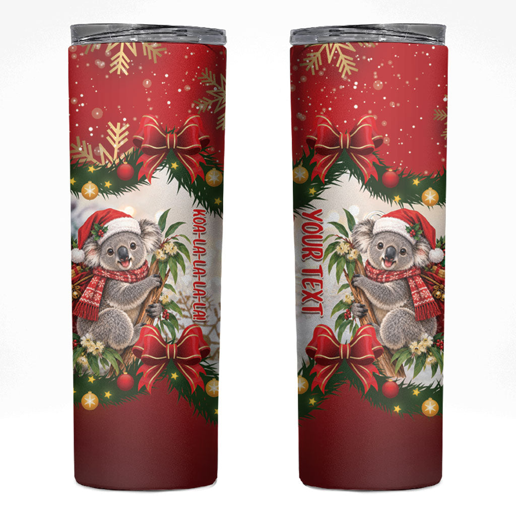 Personalised Koala Australia Christmas Skinny Tumbler Koa-la-la-la-la Xmas Bows