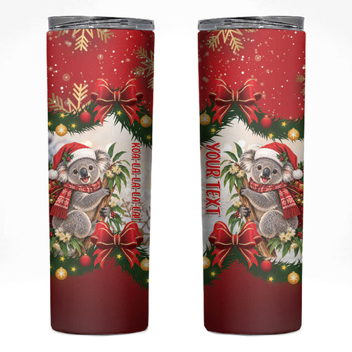 Personalised Koala Australia Christmas Skinny Tumbler Koa-la-la-la-la Xmas Bows