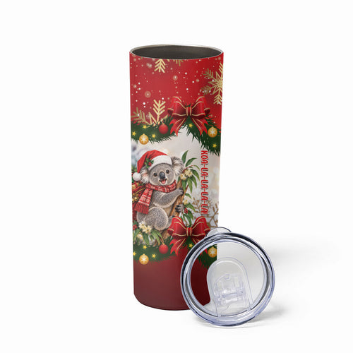 Personalised Koala Australia Christmas Skinny Tumbler Koa-la-la-la-la Xmas Bows