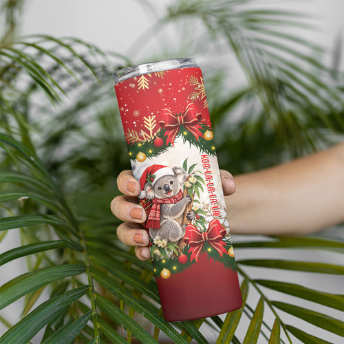 Personalised Koala Australia Christmas Skinny Tumbler Koa-la-la-la-la Xmas Bows