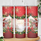Personalised Koala Australia Christmas Skinny Tumbler Koa-la-la-la-la Xmas Bows