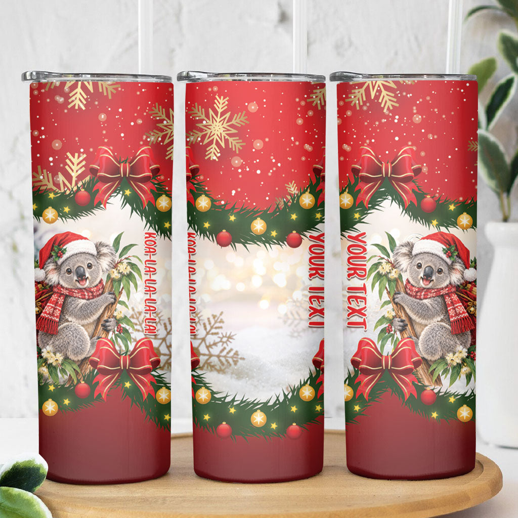 Personalised Koala Australia Christmas Skinny Tumbler Koa-la-la-la-la Xmas Bows