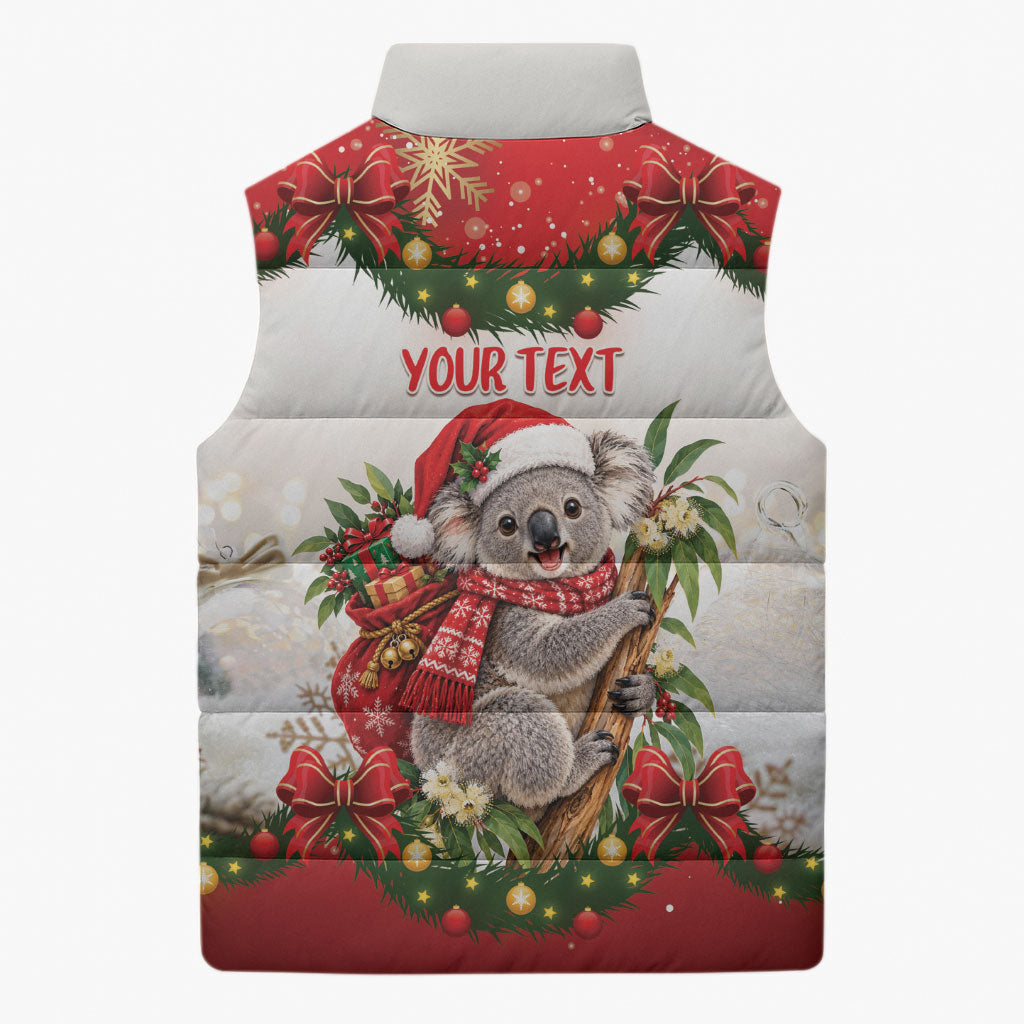 Personalised Koala Australia Christmas Sleeveless Puffer Jacket Koa-la-la-la-la Xmas Bows