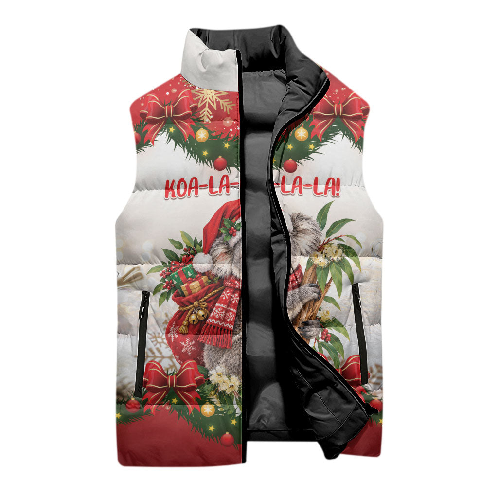 Personalised Koala Australia Christmas Sleeveless Puffer Jacket Koa-la-la-la-la Xmas Bows