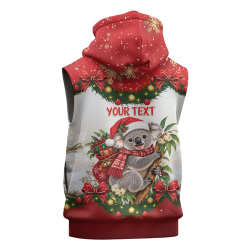 Personalised Koala Australia Christmas Sleeveless Zip Hoodie Koa-la-la-la-la Xmas Bows