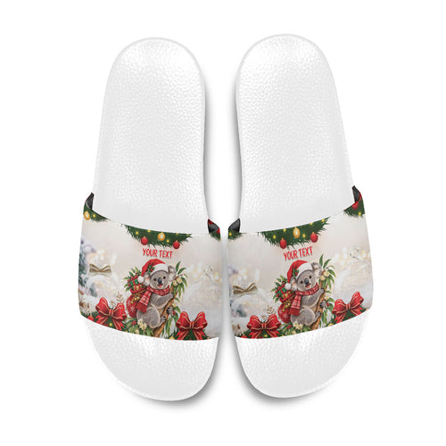 Personalised Koala Australia Christmas Slide Sandals Koa-la-la-la-la Xmas Bows