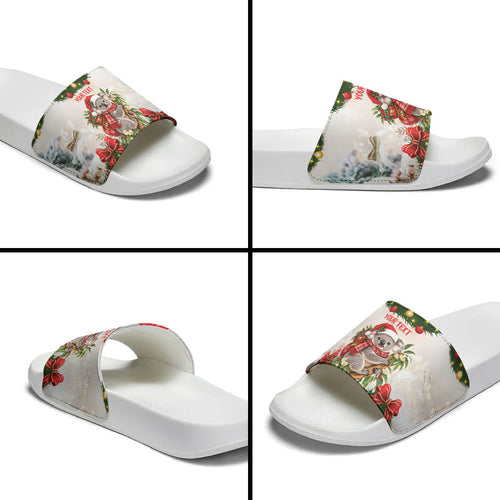Personalised Koala Australia Christmas Slide Sandals Koa-la-la-la-la Xmas Bows
