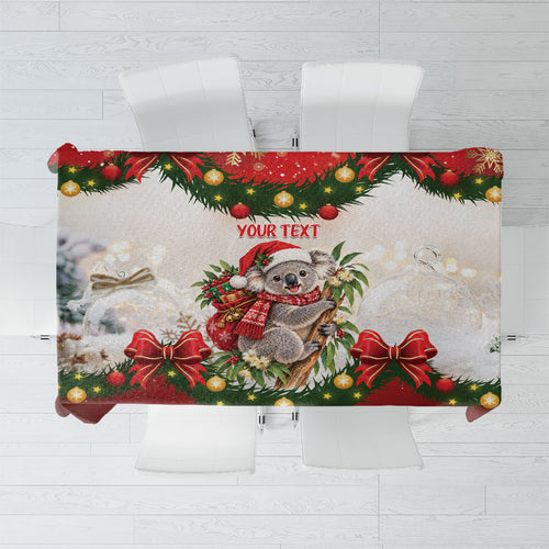 Personalised Koala Australia Christmas Tablecloth Koa-la-la-la-la Xmas Bows