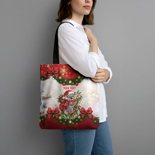 Personalised Koala Australia Christmas Tote Bag Koa-la-la-la-la Xmas Bows