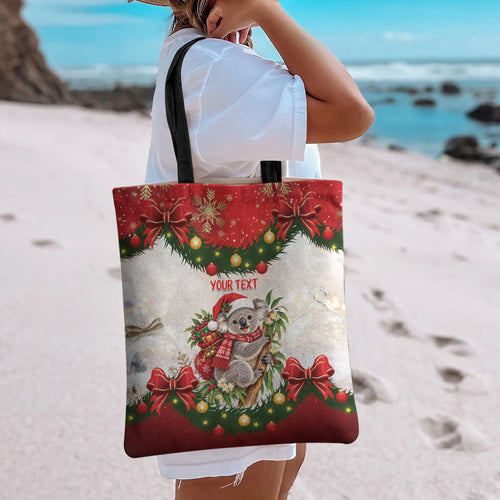 Personalised Koala Australia Christmas Tote Bag Koa-la-la-la-la Xmas Bows