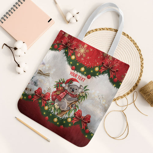 Personalised Koala Australia Christmas Tote Bag Koa-la-la-la-la Xmas Bows