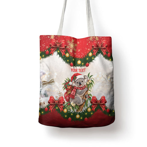 Personalised Koala Australia Christmas Tote Bag Koa-la-la-la-la Xmas Bows