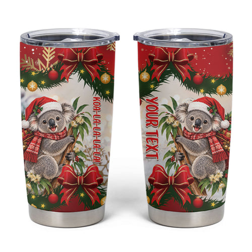 Personalised Koala Australia Christmas Tumbler Cup Koa-la-la-la-la Xmas Bows
