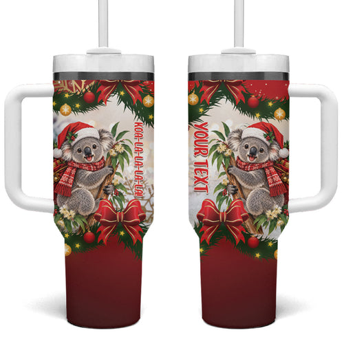 Personalised Koala Australia Christmas Tumbler With Handle Koa-la-la-la-la Xmas Bows