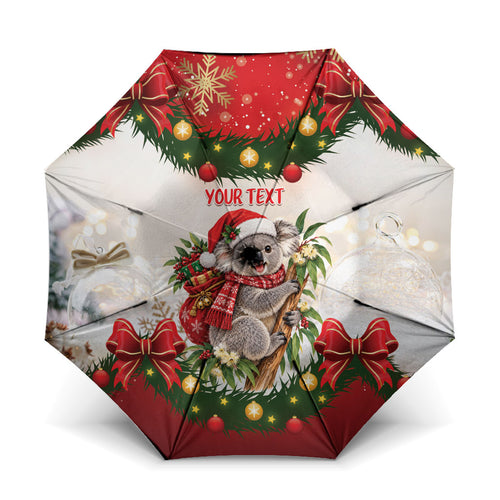 Personalised Koala Australia Christmas Umbrella Koa-la-la-la-la Xmas Bows