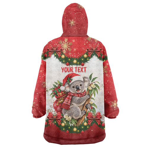 Personalised Koala Australia Christmas Wearable Blanket Hoodie Koa-la-la-la-la Xmas Bows