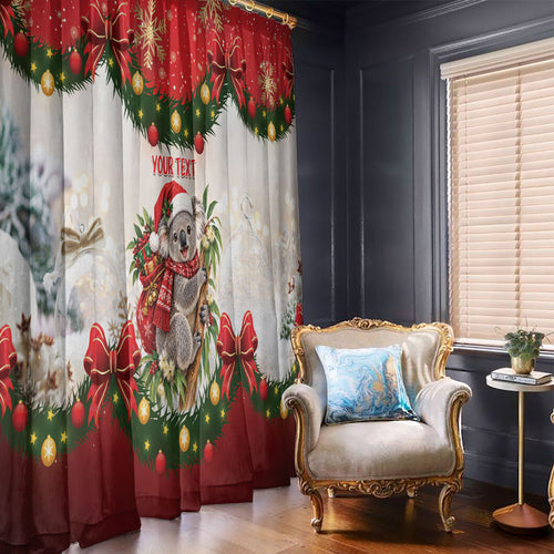 Personalised Koala Australia Christmas Window Curtain Koa-la-la-la-la Xmas Bows