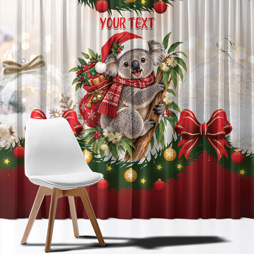 Personalised Koala Australia Christmas Window Curtain Koa-la-la-la-la Xmas Bows