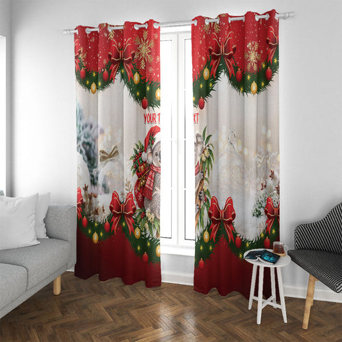 Personalised Koala Australia Christmas Window Curtain Koa-la-la-la-la Xmas Bows
