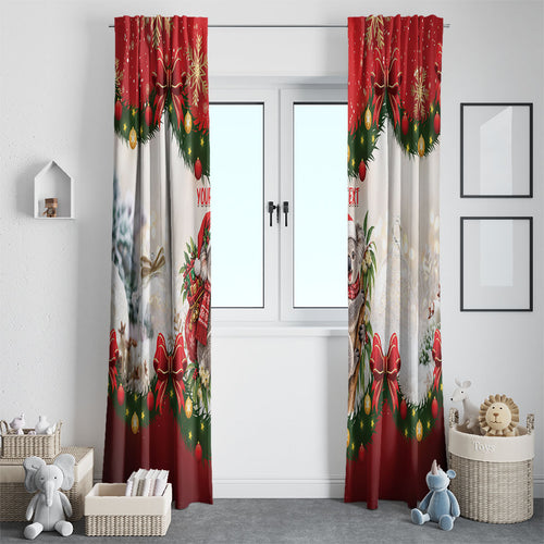 Personalised Koala Australia Christmas Window Curtain Koa-la-la-la-la Xmas Bows