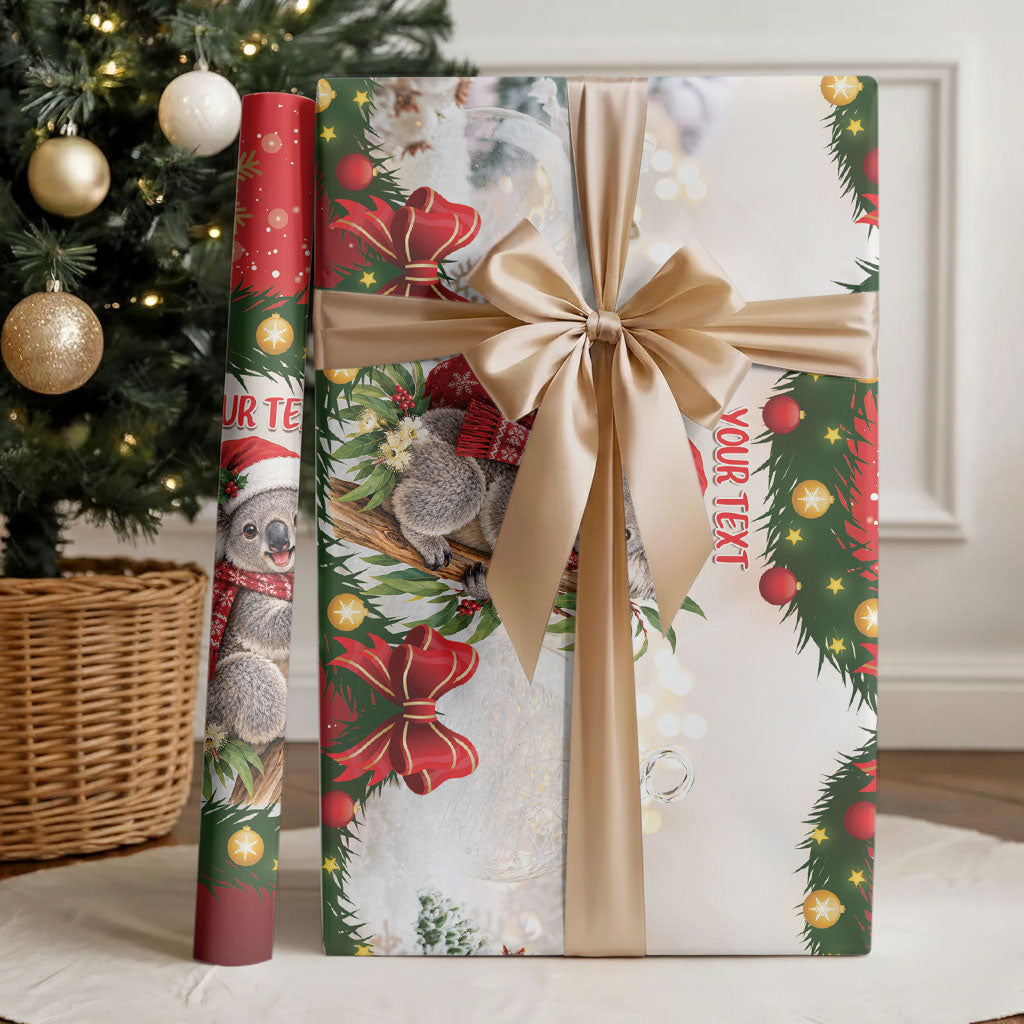 Personalised Koala Australia Christmas Wrapping Paper Koa-la-la-la-la Xmas Bows