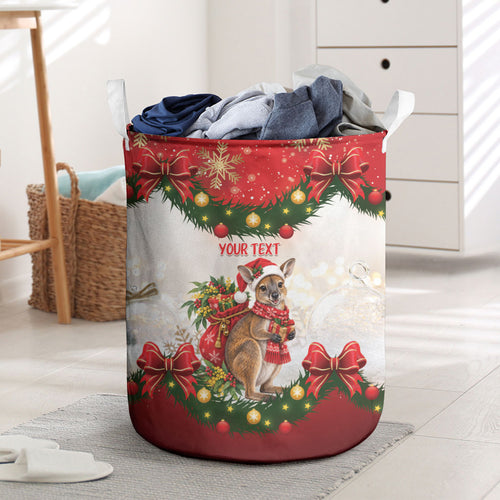 Personalised Wallaby Australia Christmas Laundry Basket Merry Xmas Bows