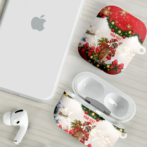 Personalised Wallaby Australia Christmas AirPods Case Merry Xmas Bows