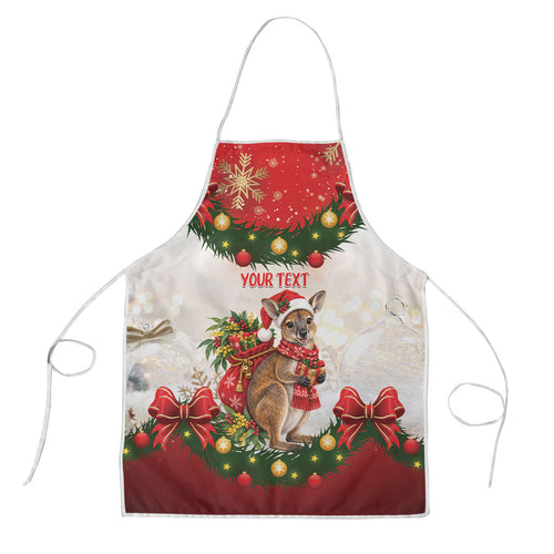 Personalised Wallaby Australia Christmas Apron Merry Xmas Bows