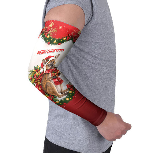 Personalised Wallaby Australia Christmas Arm Sleeves Merry Xmas Bows