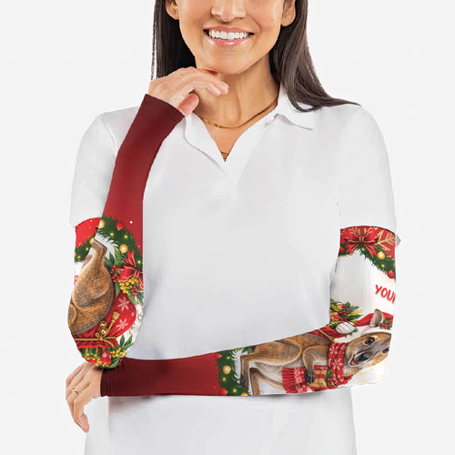 Personalised Wallaby Australia Christmas Arm Sleeves Merry Xmas Bows