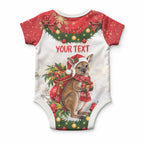 Personalised Wallaby Australia Christmas Baby Onesie Merry Xmas Bows