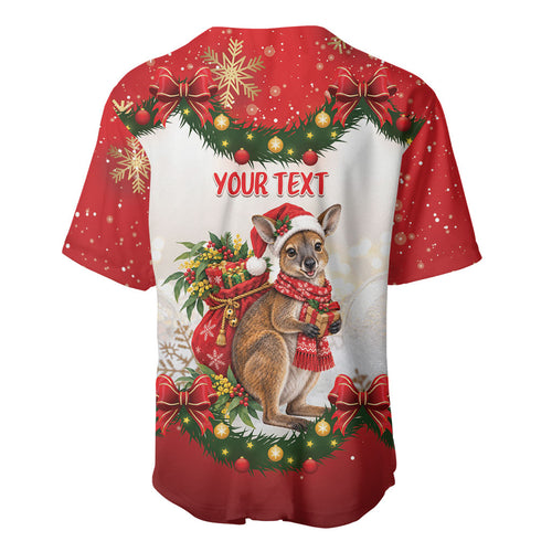 Personalised Wallaby Australia Christmas Baseball Jersey Merry Xmas Bows