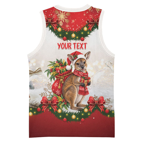 Personalised Wallaby Australia Christmas Basketball Jersey Merry Xmas Bows
