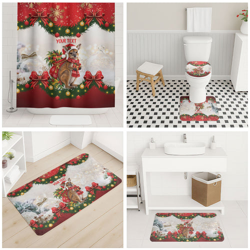 Personalised Wallaby Australia Christmas Bathroom Set Merry Xmas Bows