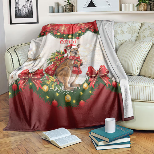 Personalised Wallaby Australia Christmas Blanket Merry Xmas Bows