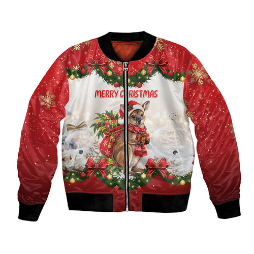Personalised Wallaby Australia Christmas Bomber Jacket Merry Xmas Bows