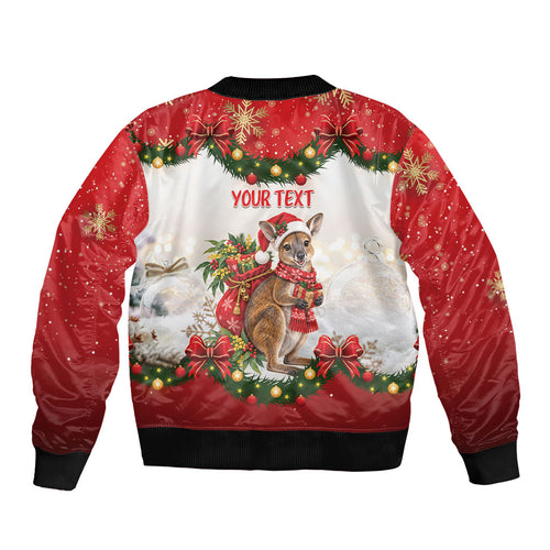 Personalised Wallaby Australia Christmas Bomber Jacket Merry Xmas Bows