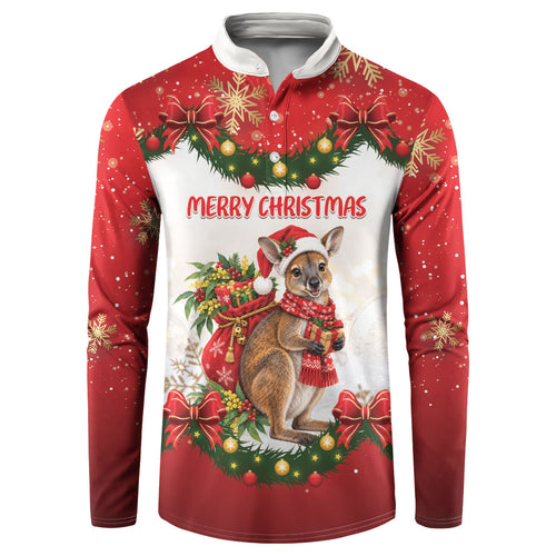 Personalised Wallaby Australia Christmas Button Sweatshirt Merry Xmas Bows