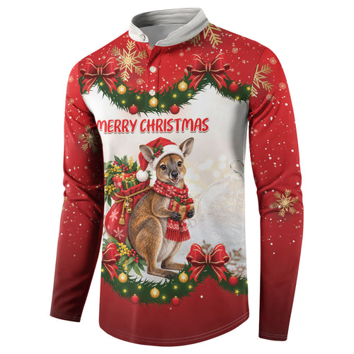 Personalised Wallaby Australia Christmas Button Sweatshirt Merry Xmas Bows