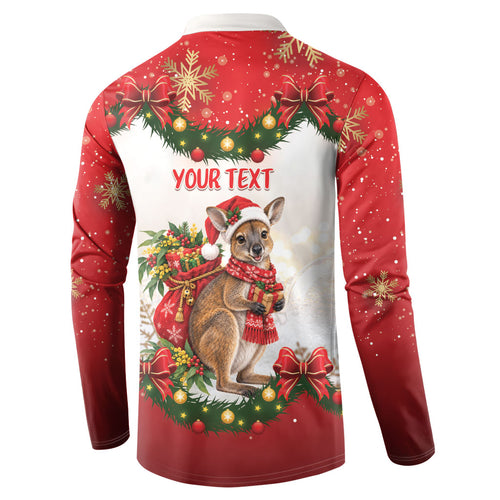 Personalised Wallaby Australia Christmas Button Sweatshirt Merry Xmas Bows