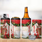 Personalised Wallaby Australia Christmas 4 in 1 Can Cooler Tumbler Merry Xmas Bows