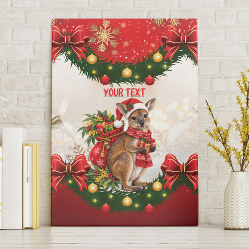 Personalised Wallaby Australia Christmas Canvas Wall Art Merry Xmas Bows