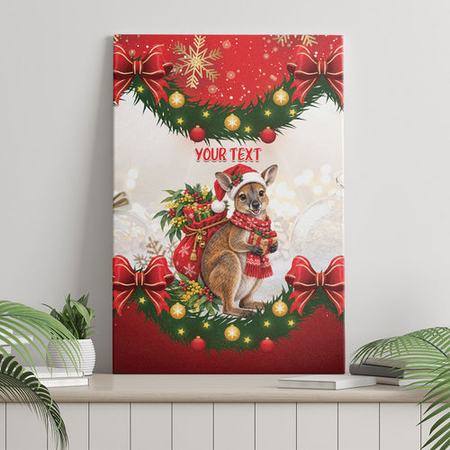 Personalised Wallaby Australia Christmas Canvas Wall Art Merry Xmas Bows