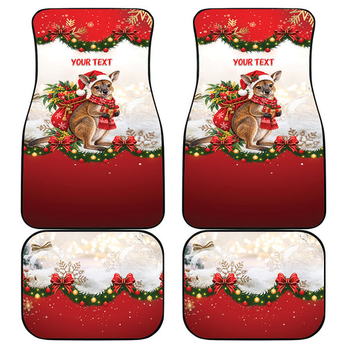 Personalised Wallaby Australia Christmas Car Mats Merry Xmas Bows