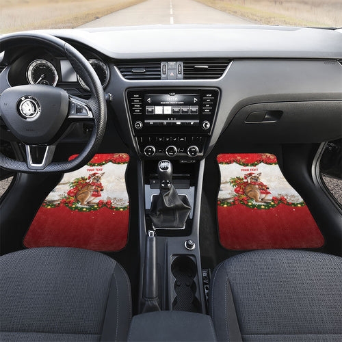 Personalised Wallaby Australia Christmas Car Mats Merry Xmas Bows